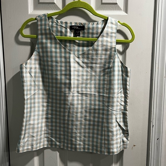 Valerie Stevens Tops - Valerie by Valerie Stevens Women’s Top Size Small Green tan and White squares
